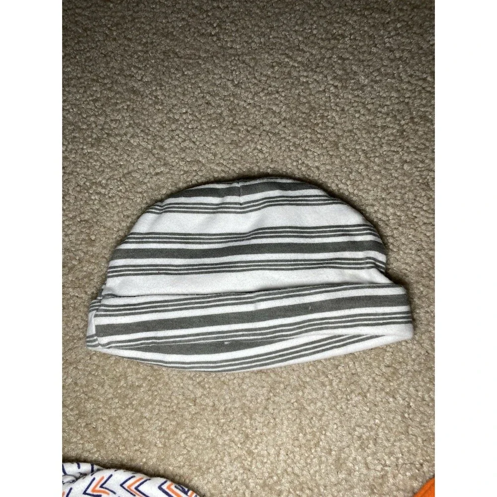 Yoga Sprout Baby Beanie Hat 5 Pack Size 0-6M Blue Orange Grey Mixed Prints